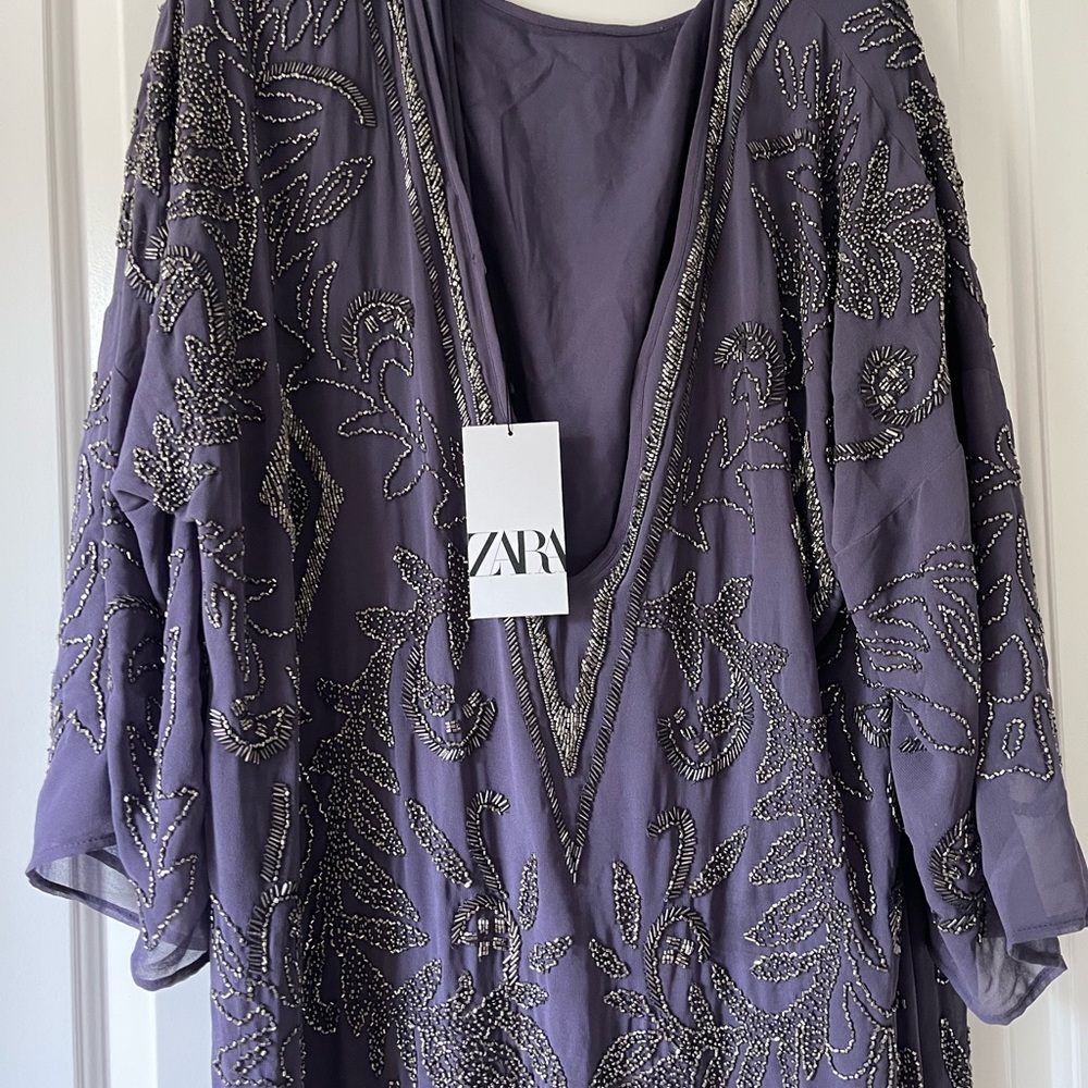Zara beaded long dress new with tag - Picture 7 of 10
